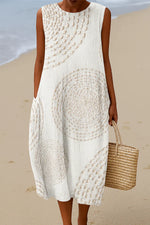 ELARA™ | CASUAL DRESS WITH MOULOS PRINT