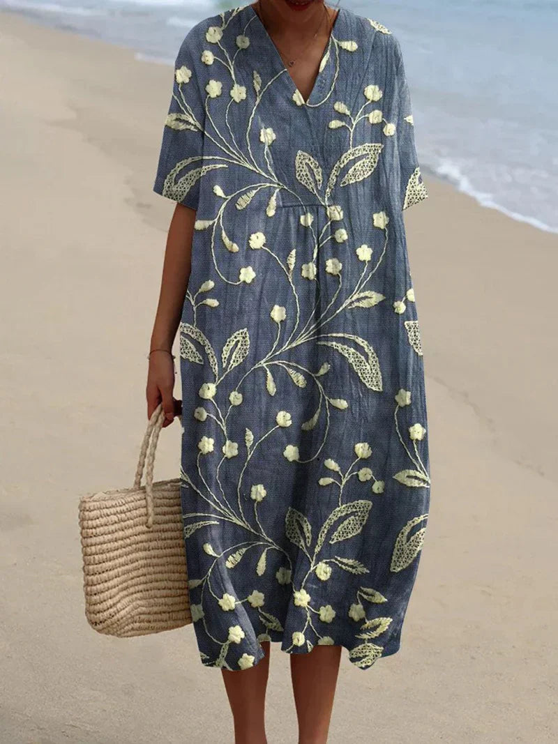 Enora | Embroidered Flower Dress